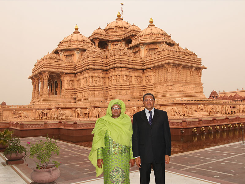 President Jakaya Mrisho Kikwete and First Lady Salma Kikwete of Tanzania at Akshardham