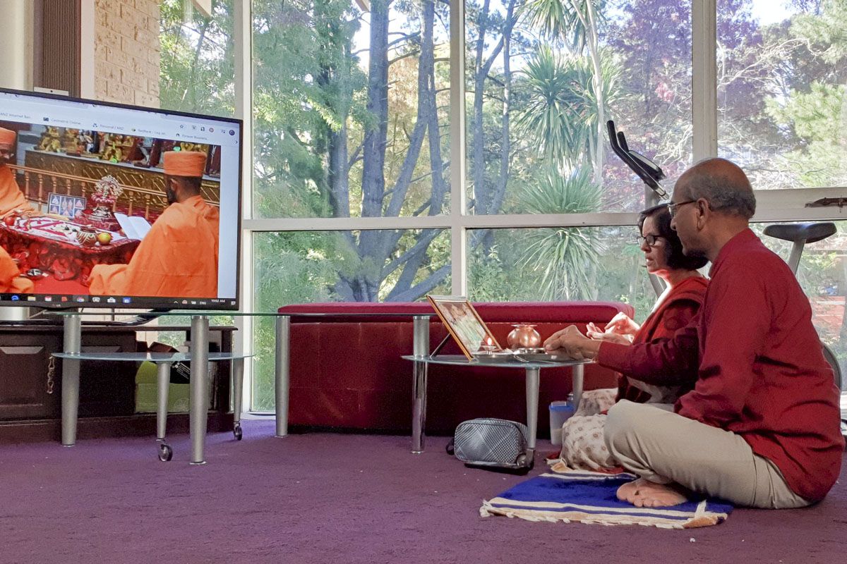 Devotees Participate in Online Mahapuja Ceremonies