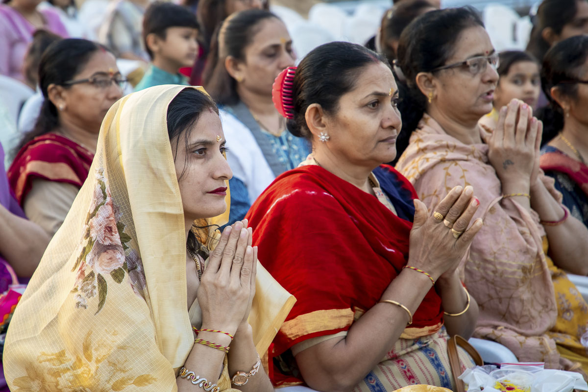 Devotees during the mahapuja rituals