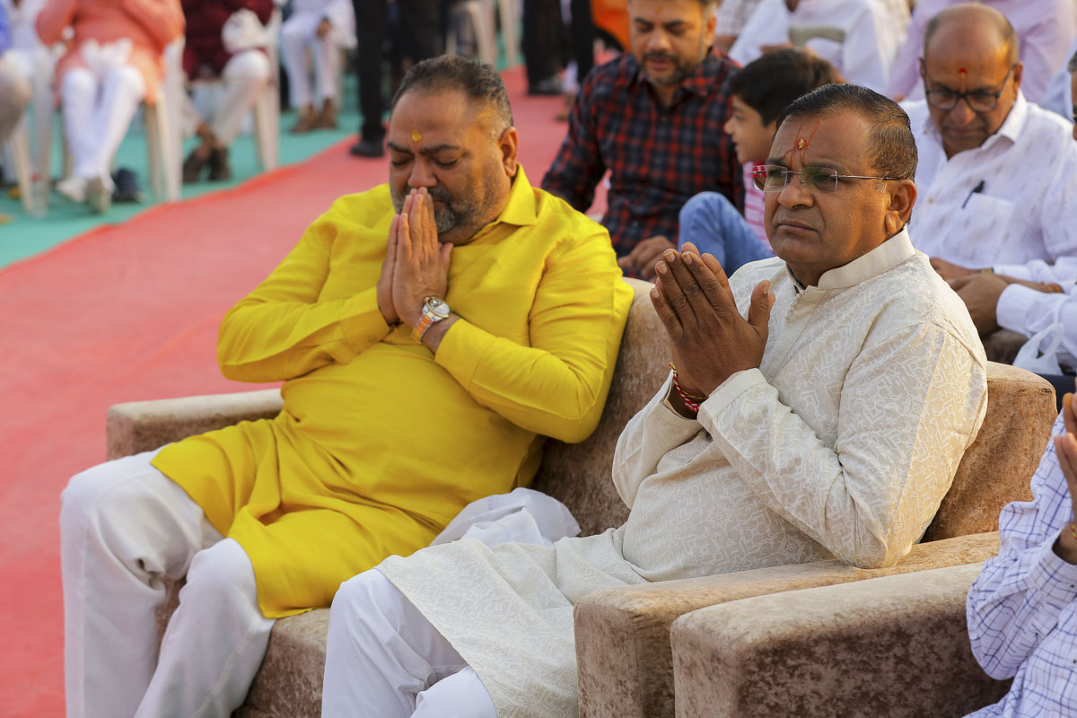 Devotees during the mahapuja rituals