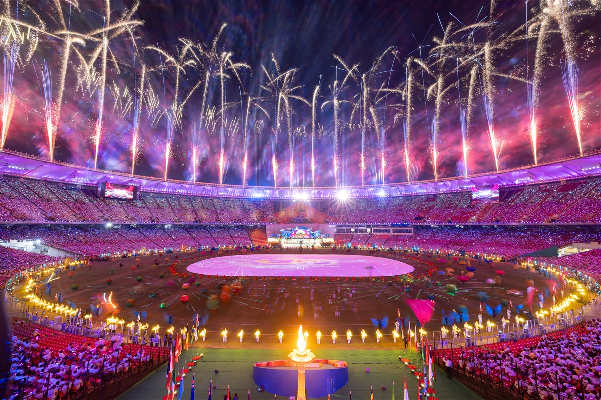 Fireworks during the closing presentation of the assembly