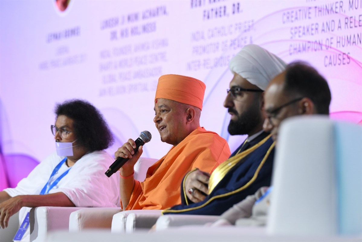 Swami Brahmaviharidas addresses the importance of the role of faith leaders in promoting peace and harmony