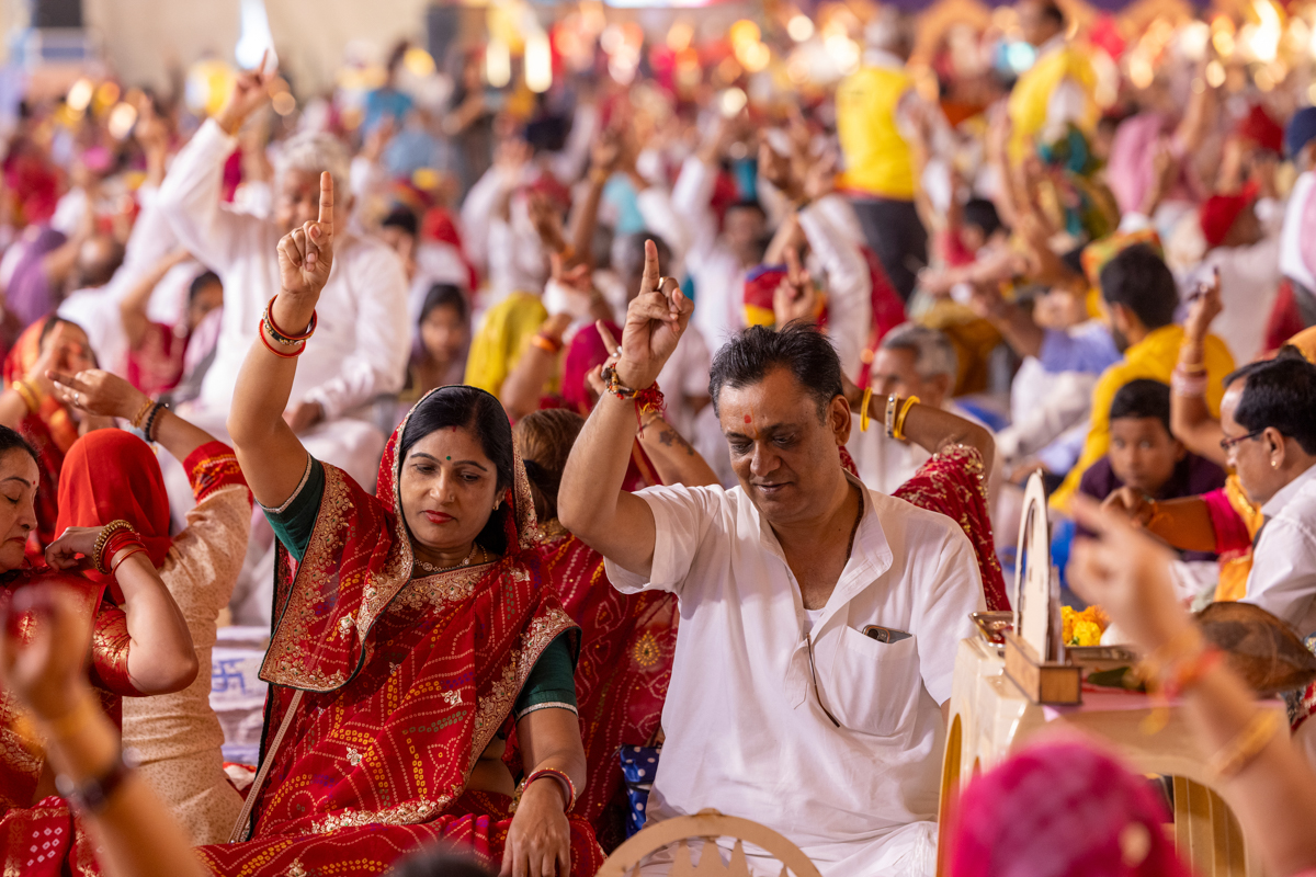 Devotees and well-wishers participate in the yagna rituals