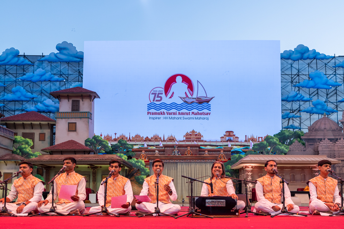 Youths sing kirtans