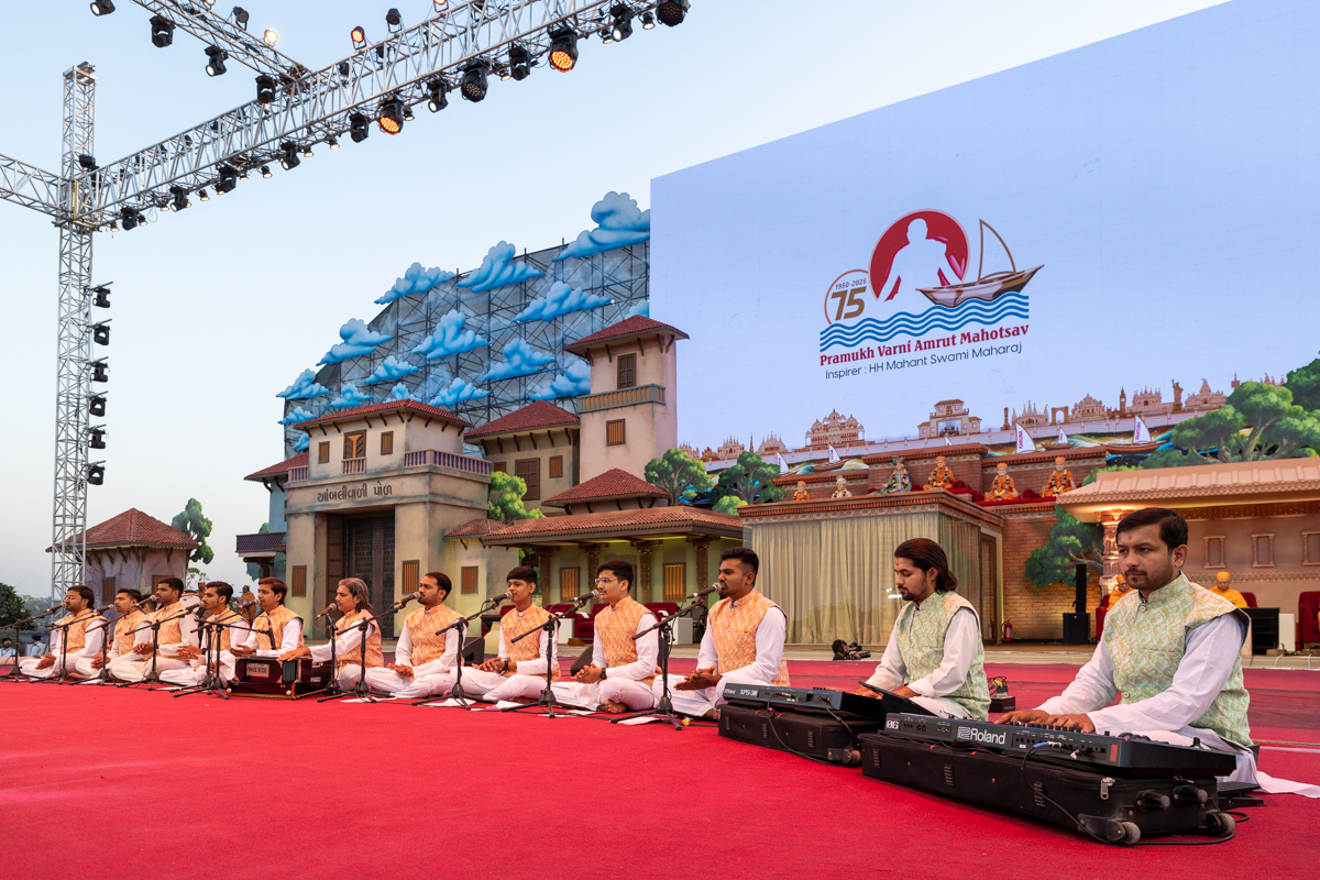 Youths sing kirtans
