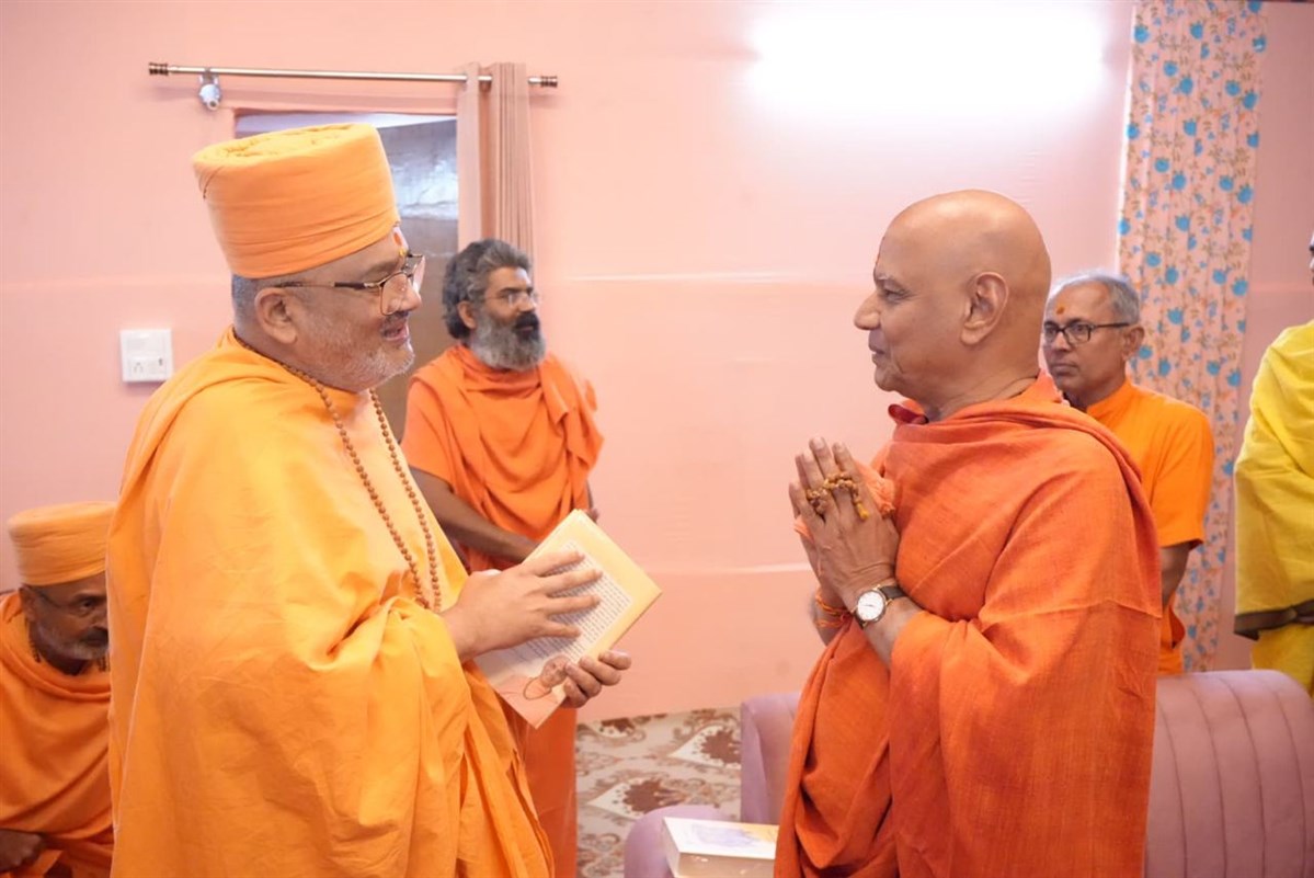 Mahamahopadhyay Pujya Bhadresh Swami in conversation with Swami Govind Dev Giri Maharaj