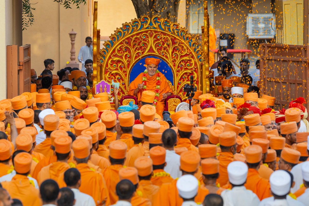 Flower petals are being showered