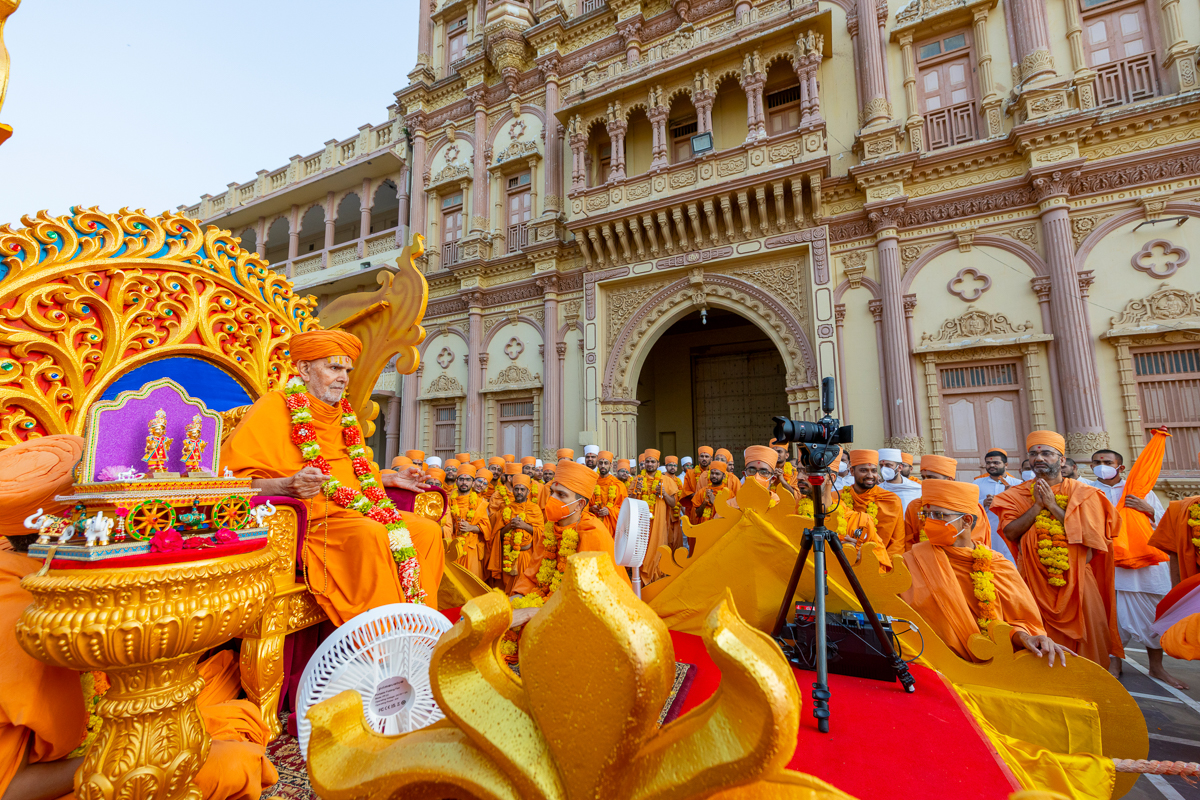 The Rathyatra in the mandir campus